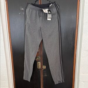 adidas Men's Heather Gray Joggers with Black Three Stripes